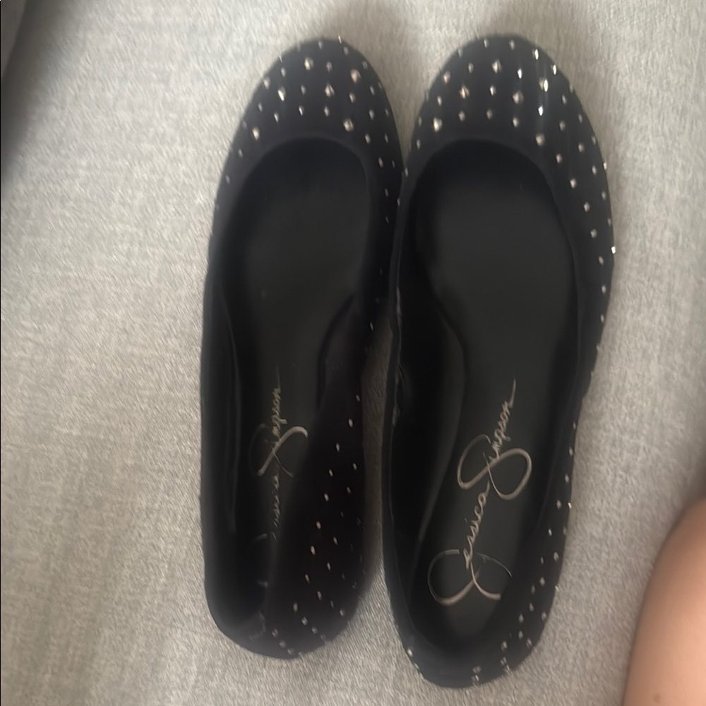 Jessica Simpson Black Studded Ballet Flats